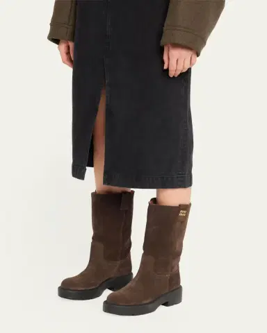 Miu Miu Suede Tall Moto Boots | Thumbnail 7