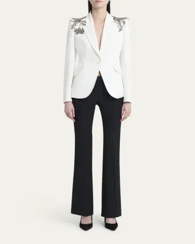Alexander McQueen Crystal Embellished Shoulder Single-Breasted Blazer | Thumbnail 2