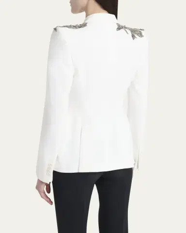 Alexander McQueen Crystal Embellished Shoulder Single-Breasted Blazer | Thumbnail 3