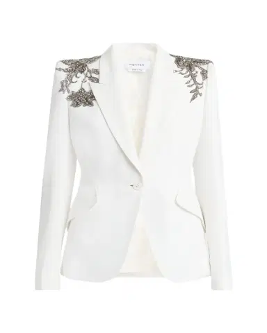 Alexander McQueen Crystal Embellished Shoulder Single-Breasted Blazer | Thumbnail 1