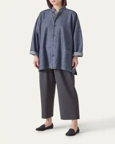 Eskandar Wide Longer Back Mandarin Jacket (Long Length) | Thumbnail 3