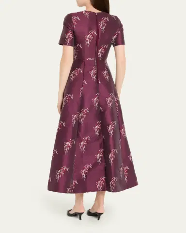 Adam Lippes Evangeline Silk Jacquard Fit-&-Flare Midi Dress | Thumbnail 3