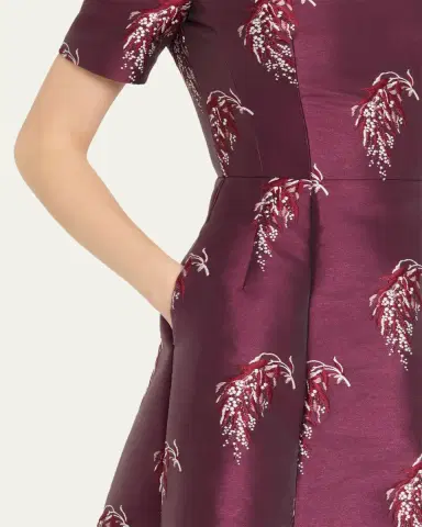 Adam Lippes Evangeline Silk Jacquard Fit-&-Flare Midi Dress | Thumbnail 5