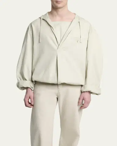 Jacquemus Men's La Blouse Cotton Herringbone Hooded Shirt | Thumbnail 4 Jacquemus Men's La Blouse Cotton Herringbone Hooded Shirt | Thumbnail 4