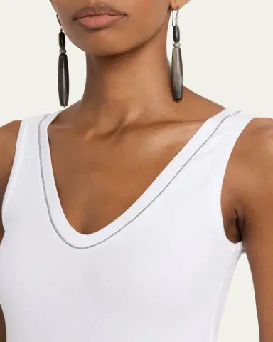 Brunello Cucinelli Monili Scoop-Neck Flat Cotton Rib Tank Top | Thumbnail 5