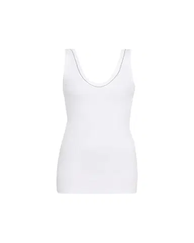 Brunello Cucinelli Monili Scoop-Neck Flat Cotton Rib Tank Top | Thumbnail 1