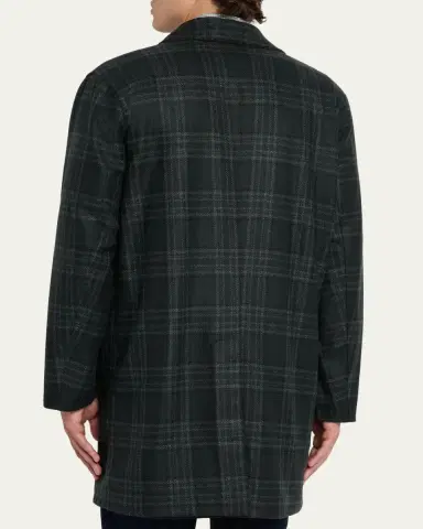Kiton Men's Plaid Cashmere Overcoat | Thumbnail 3