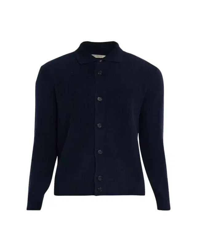 Men's Textured Cashmere Cardigan