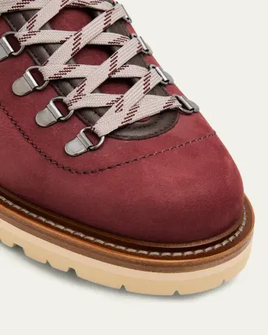 Brunello Cucinelli Men's Nubuck Fabric-Collar Hiking Boots | Thumbnail 5
