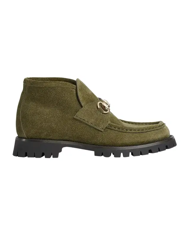 Gucci Sylke Suede Horsebit Booties
