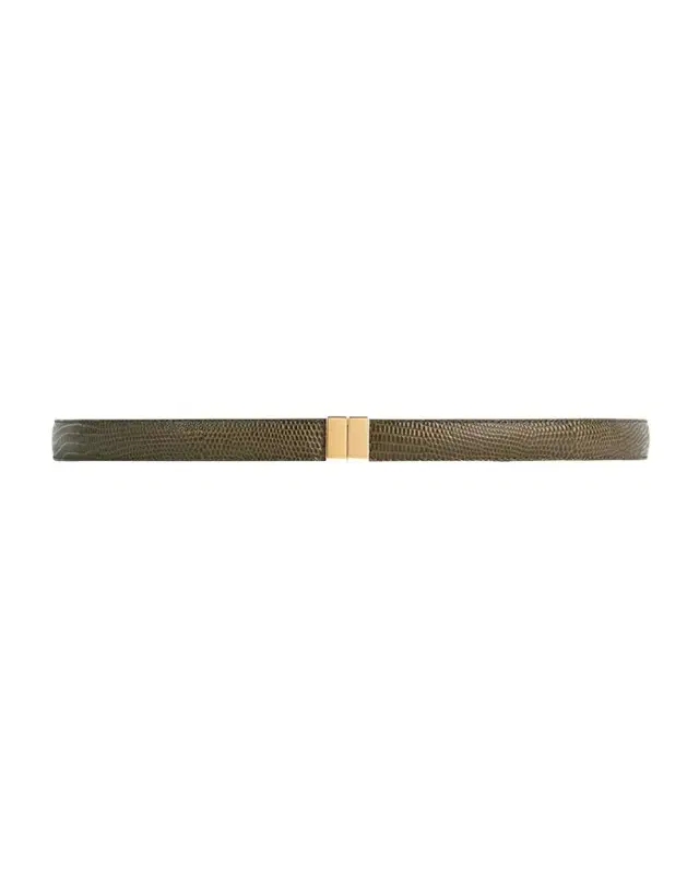 Slide Clasp Lizard-Embossed Leather Belt