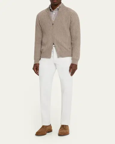 Fioroni Men's Wool and Cashmere Rib Full-Zip Sweater | Thumbnail 2