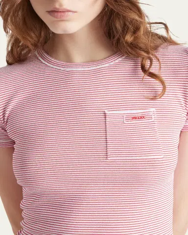 Prada Striped Pocket Short-Sleeve Viscose Sweater | Thumbnail 4