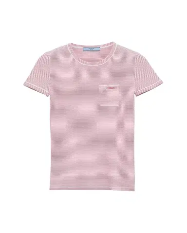 Prada Striped Pocket Short-Sleeve Viscose Sweater | Thumbnail 1