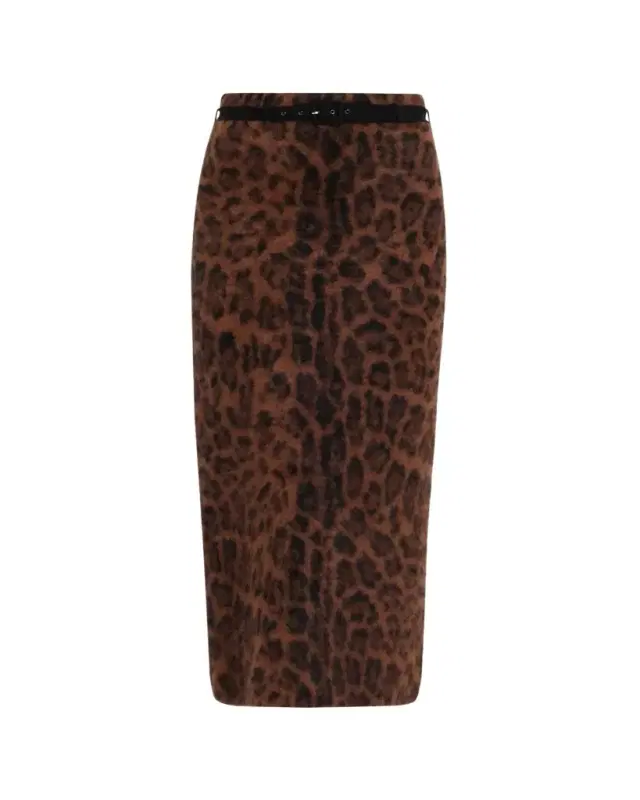 Levi Belted Brushed Cashmere Midi Skirt