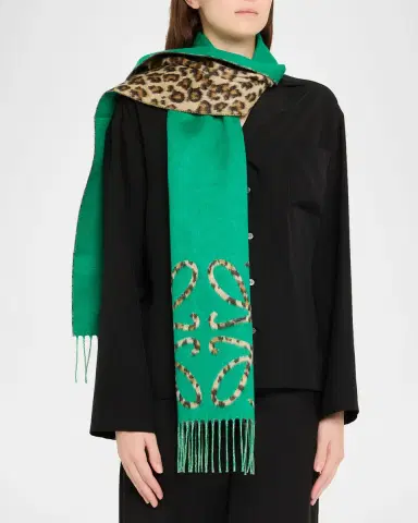 Loewe Anagram Leopard-Print Cashmere Scarf | Thumbnail 2