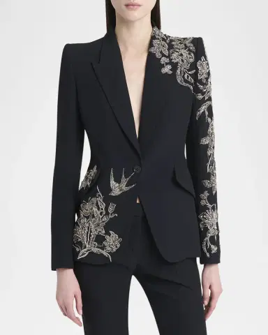 Alexander McQueen Crystal Embroidered Single-Breasted Blazer Jacket | Thumbnail 3 Alexander McQueen Crystal Embroidered Single-Breasted Blazer Jacket | Thumbnail 3