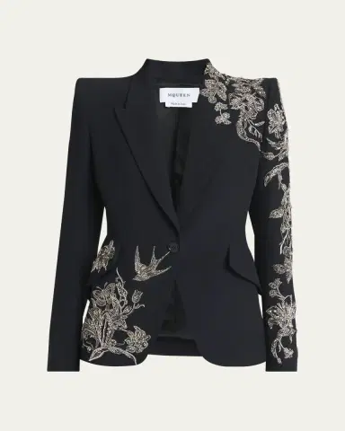 Alexander McQueen Crystal Embroidered Single-Breasted Blazer Jacket | Thumbnail 5 Alexander McQueen Crystal Embroidered Single-Breasted Blazer Jacket | Thumbnail 5