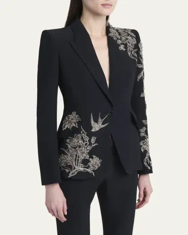 Alexander McQueen Crystal Embroidered Single-Breasted Blazer Jacket | Thumbnail 8 Alexander McQueen Crystal Embroidered Single-Breasted Blazer Jacket | Thumbnail 8