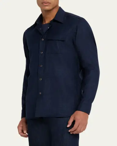 Kiton Men's Cashmere Blend Snap-Front Overshirt | Thumbnail 4 Kiton Men's Cashmere Blend Snap-Front Overshirt | Thumbnail 4