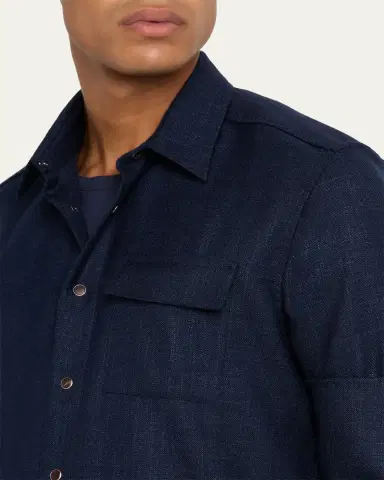 Kiton Men's Cashmere Blend Snap-Front Overshirt | Thumbnail 5 Kiton Men's Cashmere Blend Snap-Front Overshirt | Thumbnail 5