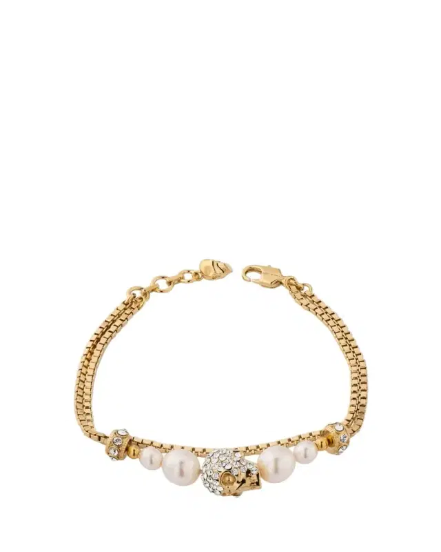 Pearly Skull Chain Bracelet