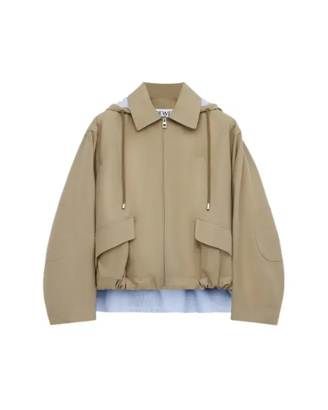 Striped Lining Slit-Back Hooded Jacket