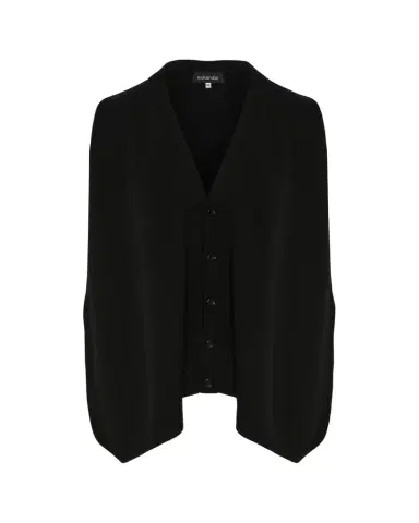 Eskandar Plain Cashmere A-Line Sleeveless V-Neck Cardigan (Mid Plus Length) | Thumbnail 1