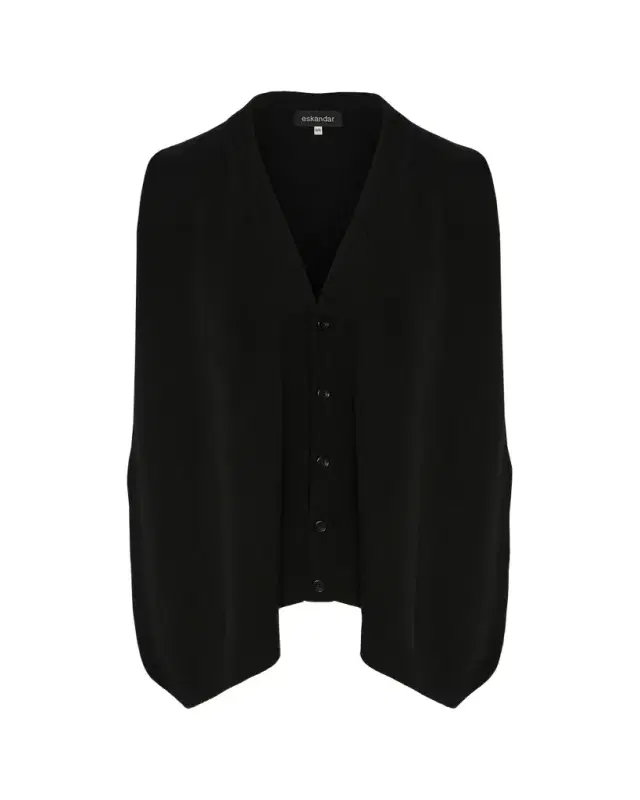 Plain Cashmere A-Line Sleeveless V-Neck Cardigan (Mid Plus Length)