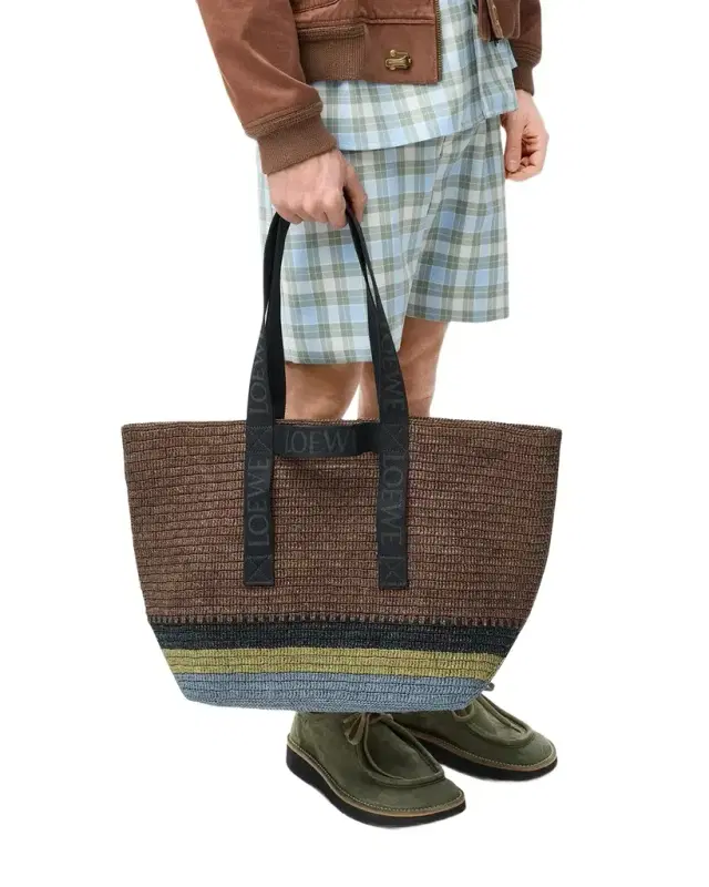 Men's Fold Raffia Shopper Tote Bag Men's Fold Raffia Shopper Tote Bag