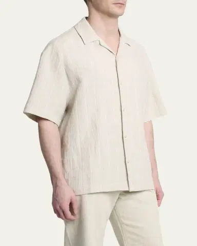 Jacquemus Men's Cotton and Linen Fonccio Camp Shirt | Thumbnail 4 Jacquemus Men's Cotton and Linen Fonccio Camp Shirt | Thumbnail 4