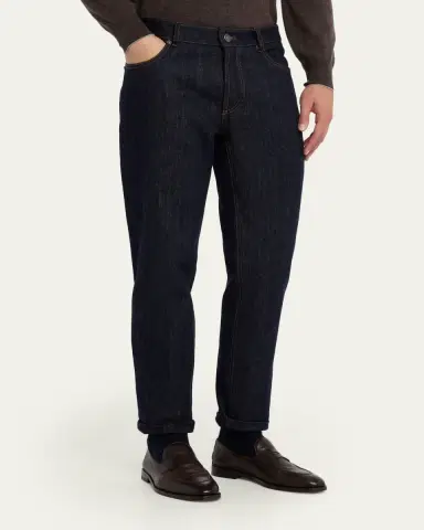 Brunello Cucinelli Men's Italian Selvedge Denim Five-Pocket Pants | Thumbnail 4