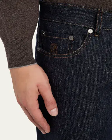 Brunello Cucinelli Men's Italian Selvedge Denim Five-Pocket Pants | Thumbnail 5