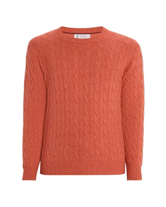 Men's Cashmere Cable Knit Crewneck Sweater