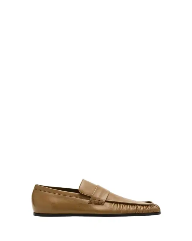Jil Sander Wrinkled Leather Square-Toe Loafers