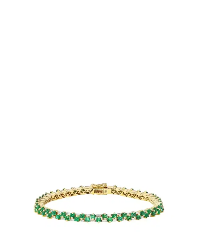 Suzanne Kalan 18K Yellow Gold Princess Mini Stack Emerald Tennis Bracelet