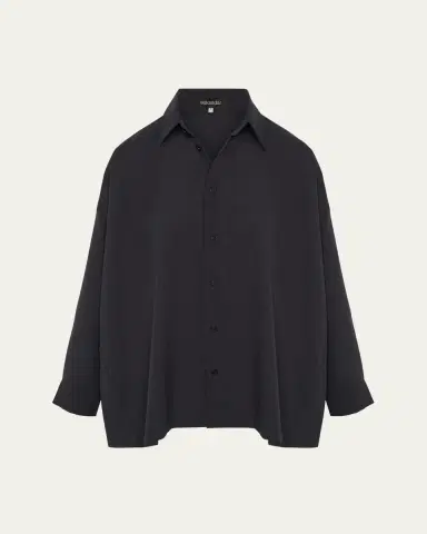 Eskandar Cotton Poplin Angle-To-Front Side Seam Shirt With Collar (Long Length) | Thumbnail 5