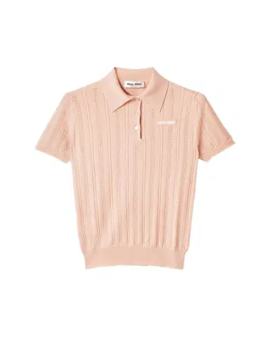 Miu Miu Cashmere Pointelle Cable-Knit Polo | Thumbnail 1 Miu Miu Cashmere Pointelle Cable-Knit Polo | Thumbnail 1
