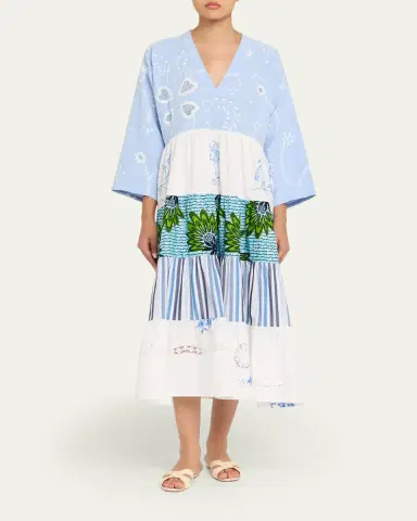 Rianna + Nina Ooak Kendima Volant Tiered Patchwork Midi Dress | Thumbnail 2 Rianna + Nina Ooak Kendima Volant Tiered Patchwork Midi Dress | Thumbnail 2