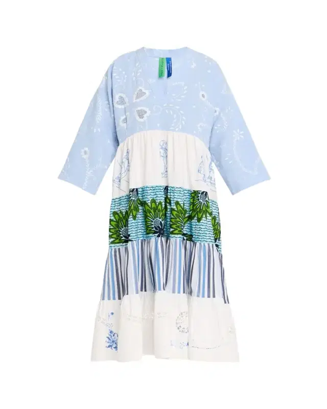 Rianna + Nina Ooak Kendima Volant Tiered Patchwork Midi Dress
