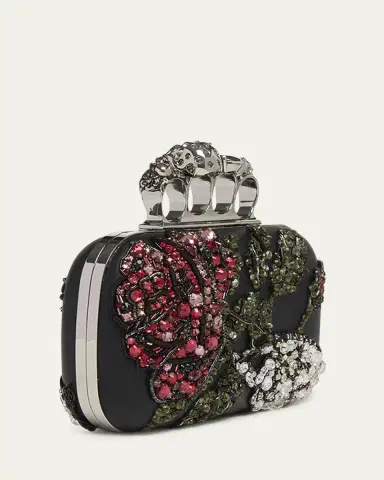 Alexander McQueen Bead & Crystal Flower Skull Four Ring Clutch Bag | Thumbnail 3 Alexander McQueen Bead & Crystal Flower Skull Four Ring Clutch Bag | Thumbnail 3