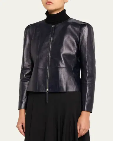Lafayette 148 New York x The Morning Show Puff-Shoulder Leather Jacket | Thumbnail 4 Lafayette 148 New York x The Morning Show Puff-Shoulder Leather Jacket | Thumbnail 4