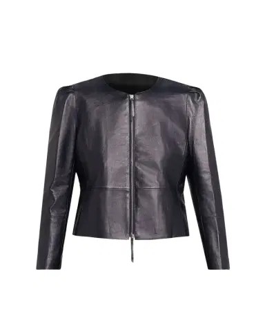 Lafayette 148 New York x The Morning Show Puff-Shoulder Leather Jacket | Thumbnail 1 Lafayette 148 New York x The Morning Show Puff-Shoulder Leather Jacket | Thumbnail 1