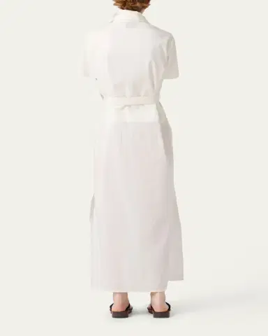 Miu Miu Batista Floral Embroidered Short-Sleeve Belted Maxi Shirtdress | Thumbnail 4