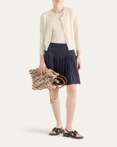 Prada Silk-Cotton Short-Sleeve Sweater | Thumbnail 2 Prada Silk-Cotton Short-Sleeve Sweater | Thumbnail 2