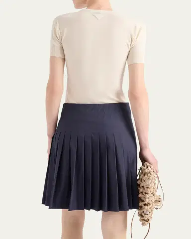 Prada Silk-Cotton Short-Sleeve Sweater | Thumbnail 3 Prada Silk-Cotton Short-Sleeve Sweater | Thumbnail 3