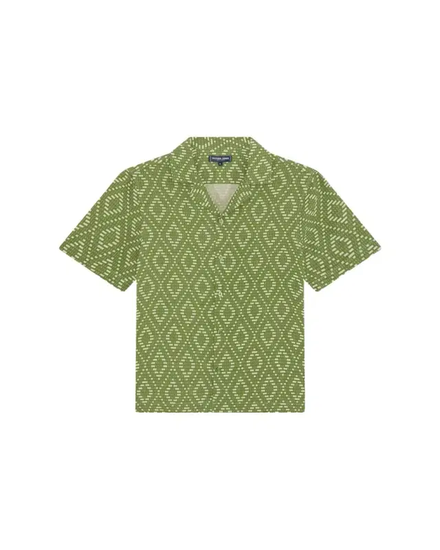 Men's Roberto Raffia-Print Camp Shirt