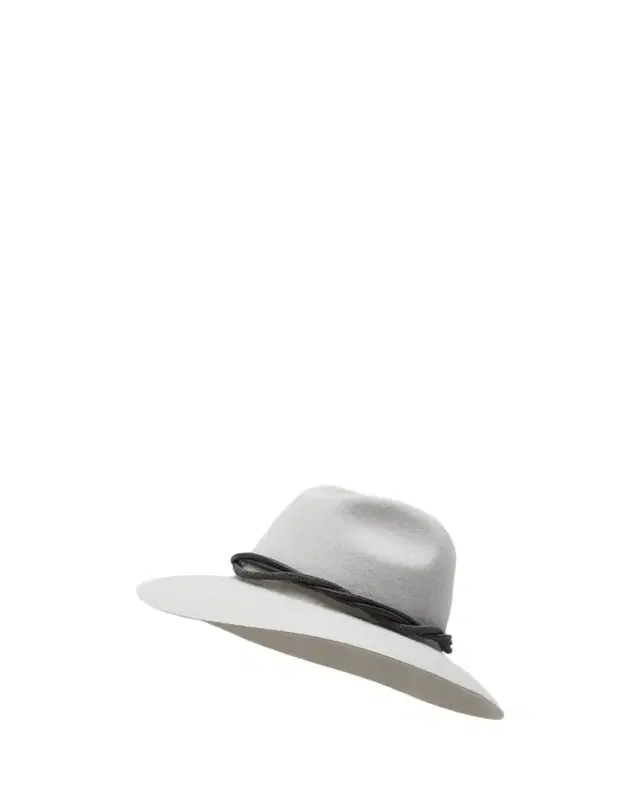Rabbit Felt Fedora Hat with Monili Trim