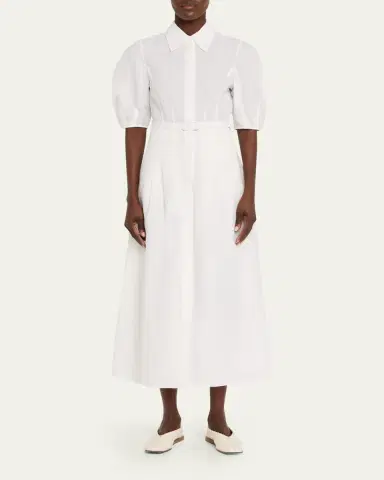 Gabriela Hearst Maude Linen Puff-Sleeve Belted Midi Shirtdress | Thumbnail 2 Gabriela Hearst Maude Linen Puff-Sleeve Belted Midi Shirtdress | Thumbnail 2