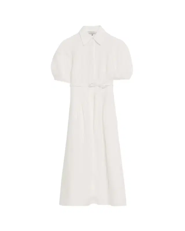 Gabriela Hearst Maude Linen Puff-Sleeve Belted Midi Shirtdress